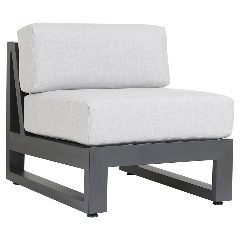 Finn Modern Grey Cushion Metal Outdoor Armless Chair|