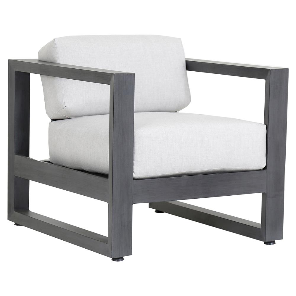 Finn Modern Grey Cushion Metal Outdoor Accent Club Chair|