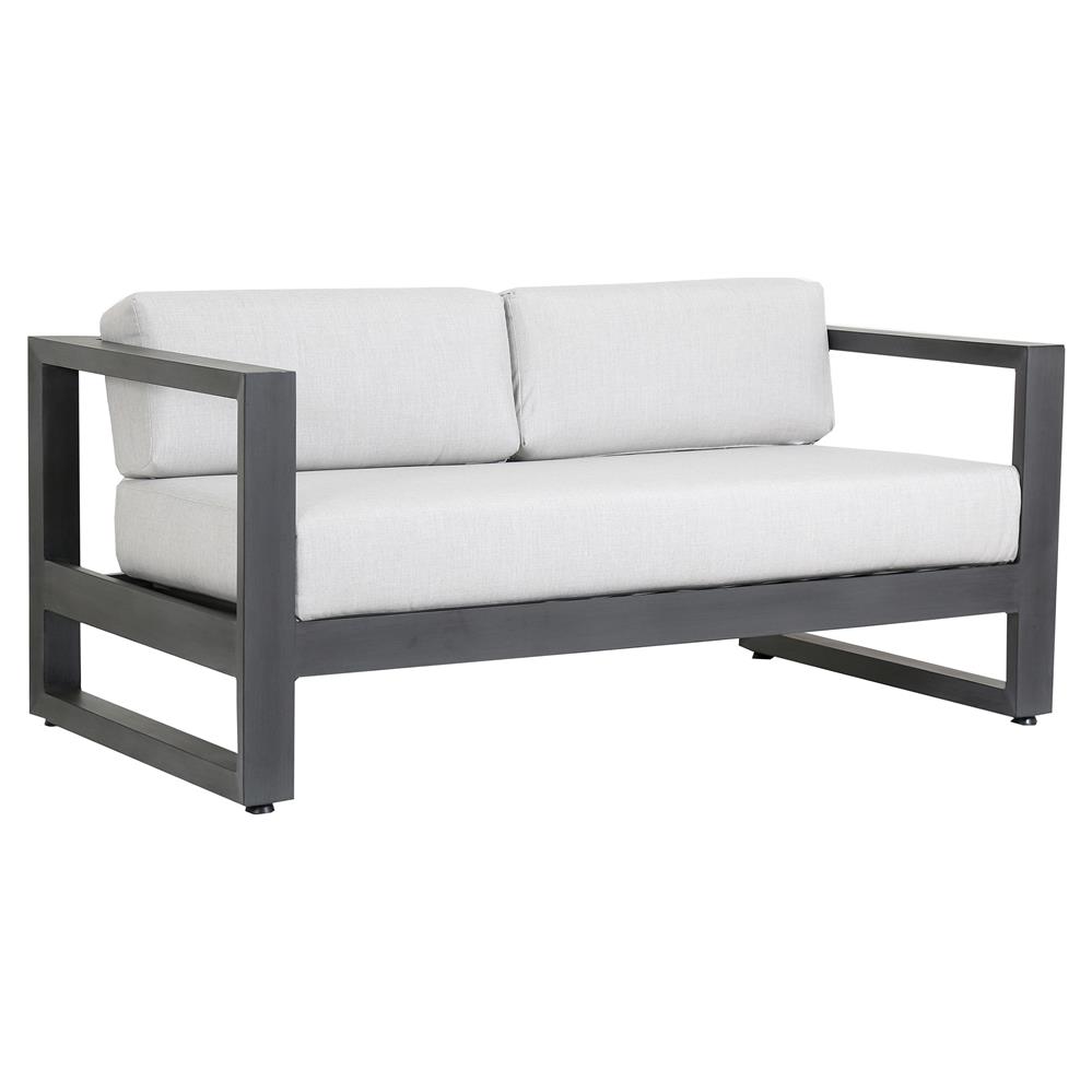 Finn Modern Grey Cushion Metal Outdoor Loveseat|