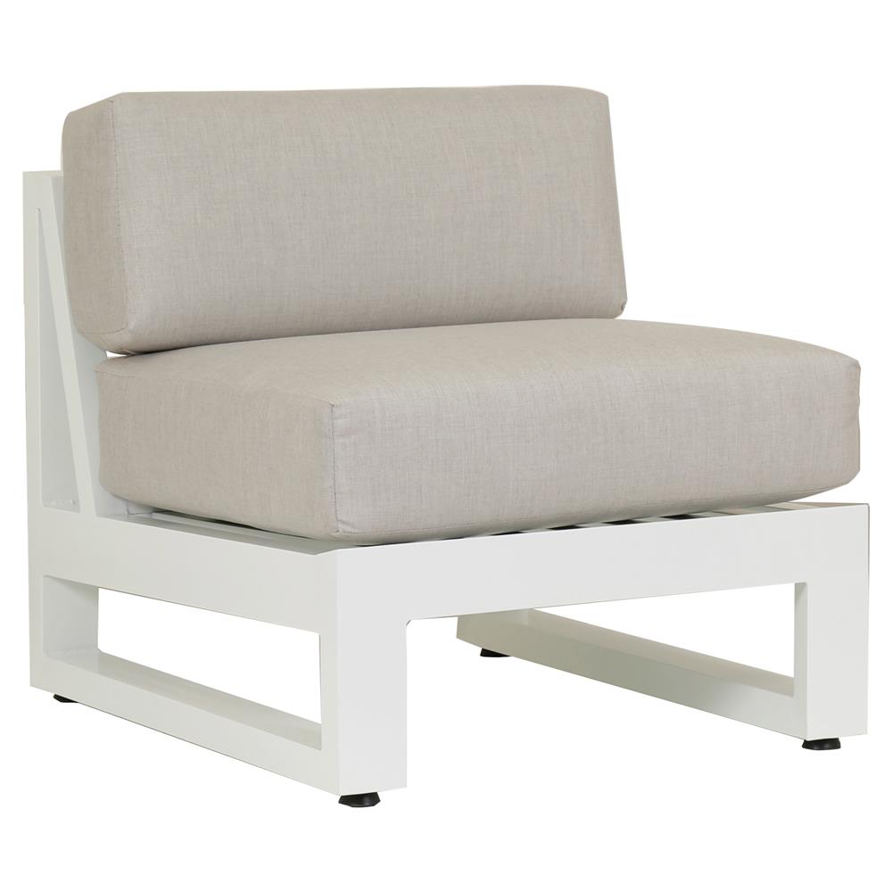 Roman Modern Grey Cushion White Metal Outdoor Armless Chair|
