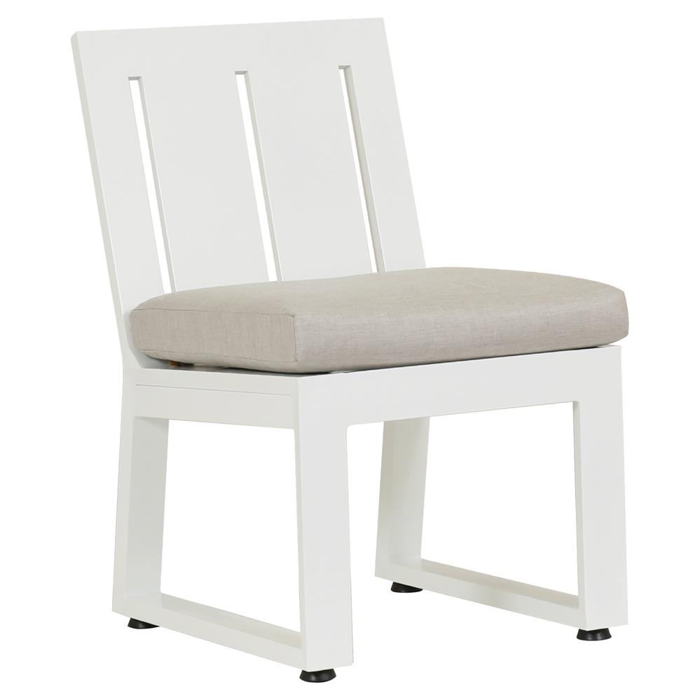 Roman Modern Grey Cushion White Metal Outdoor Dining Side Chair|