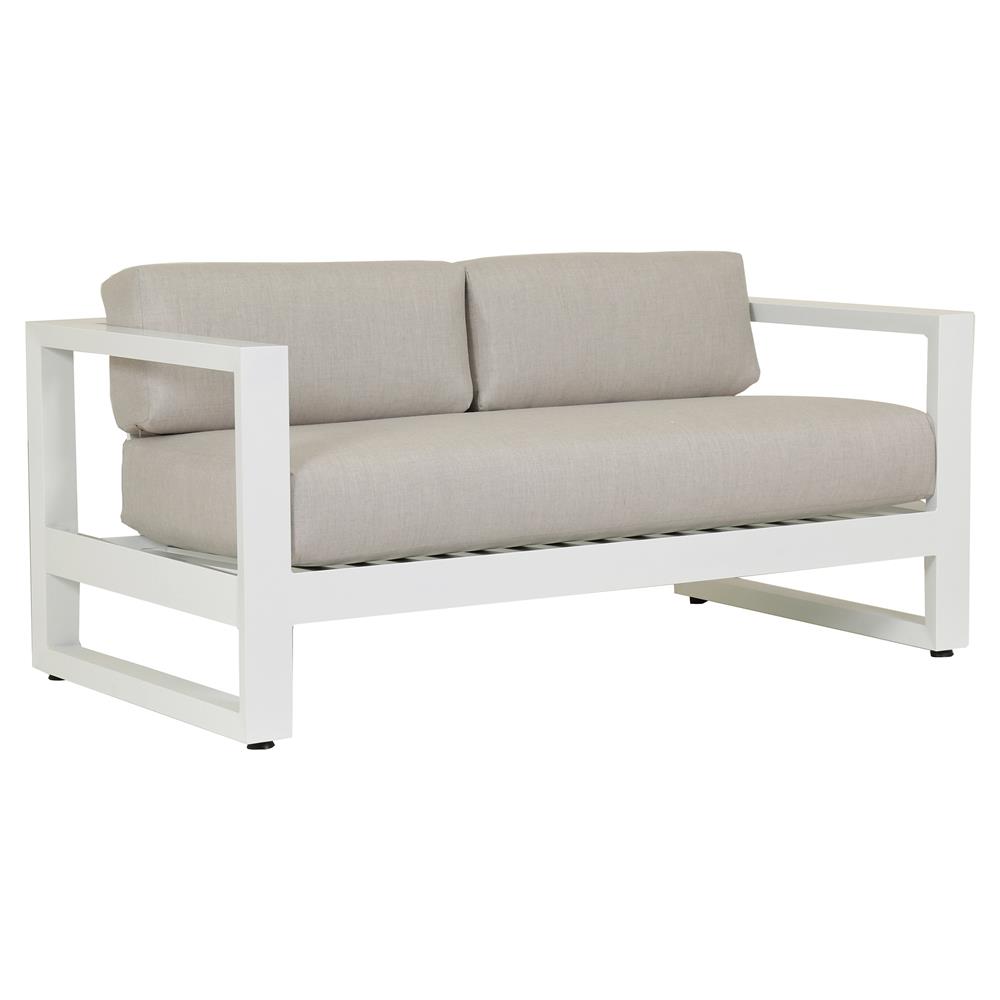 Roman Modern Grey Cushion White Metal Outdoor Loveseat|