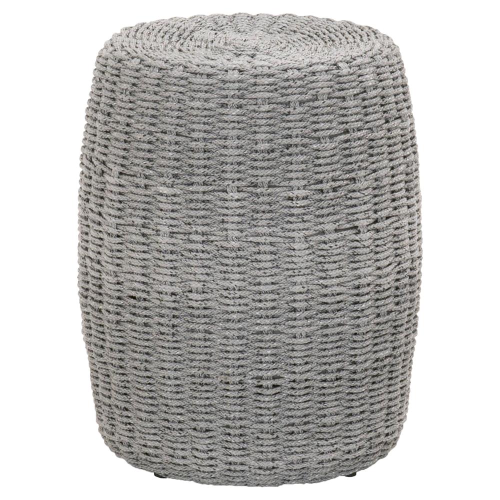 Lorry Coastal Beach Platinum Grey Woven Rope Round Outdoor Side End Table|