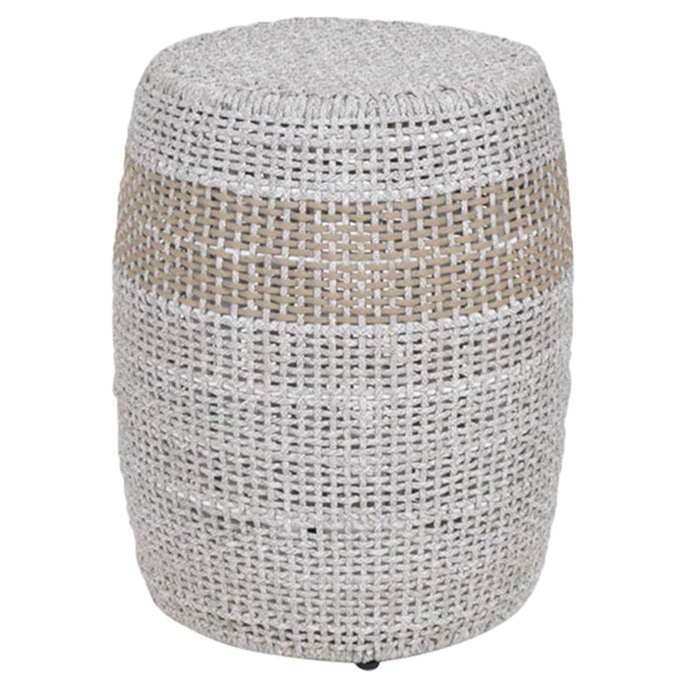 Lorry Coastal Beach Taupe Woven Rope Round Outdoor Side End Table|