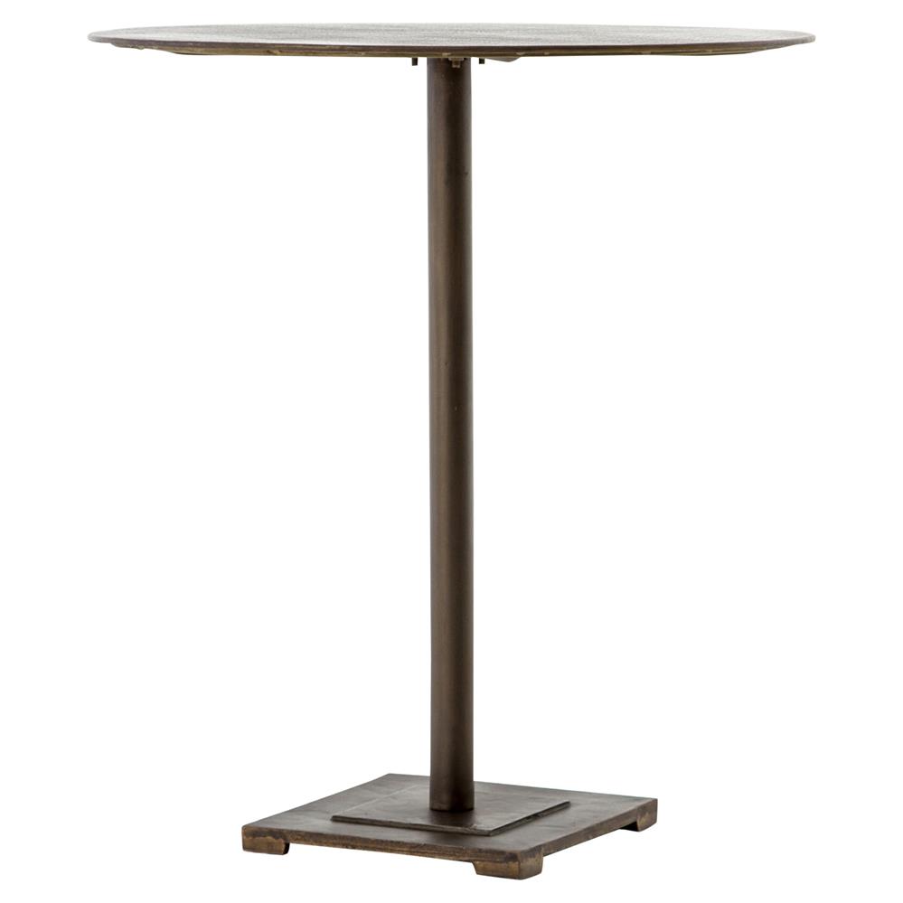Gene Industrial Loft Aged Brass Iron Round Counter Table - 32" W|
