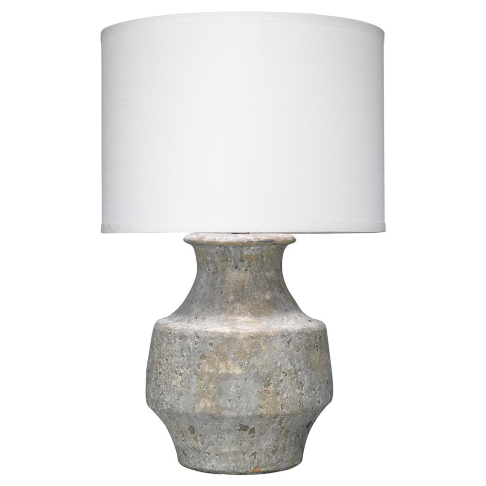 Xavi Modern Classic White Linen Shade Grey Ceramic Table Lamp|