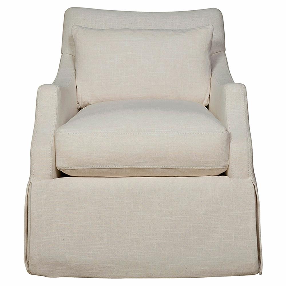 Iris French Country Cream Slipcovered Swivel Living Room Arm Chair|