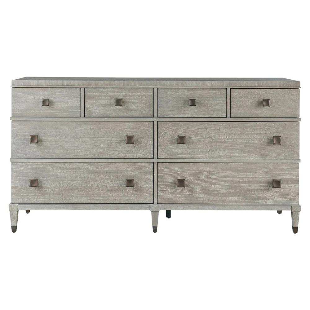 Norman Rustic Lodge Light Grey Wood 8 Drawer Double Dresser|