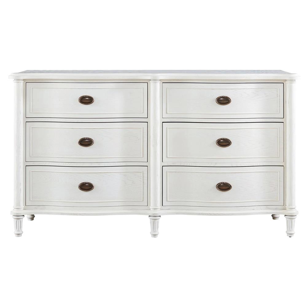 Carlotta French Country Off White Wood 6 Drawer Double Dresser|