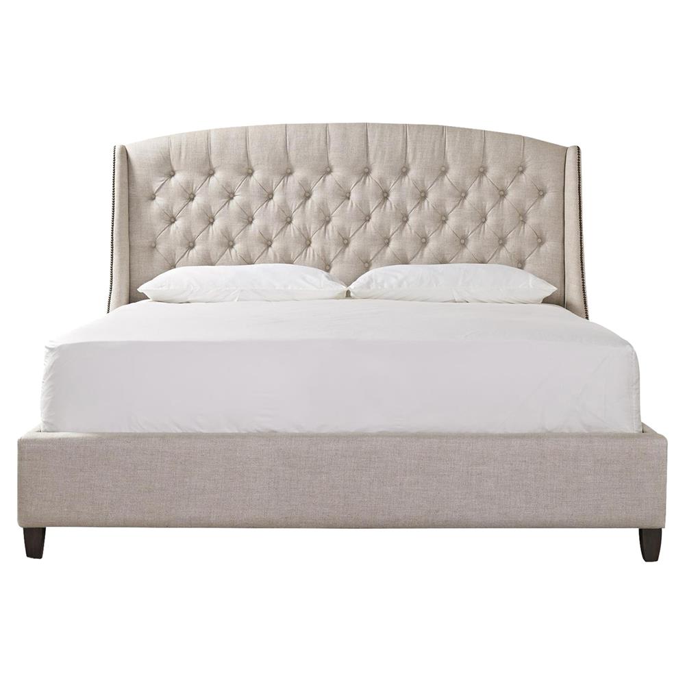 Iviana Modern Classic Light Grey Upholstered Tufted Nailhead Trim Bed - Queen|