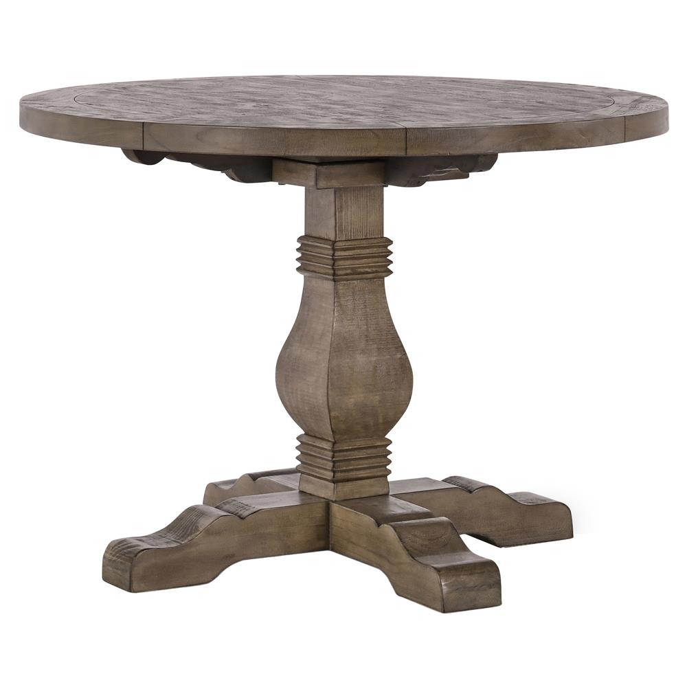 Becille Rustic Lodge Brown Pine Wood Round Dining Table - Small - 42"W|