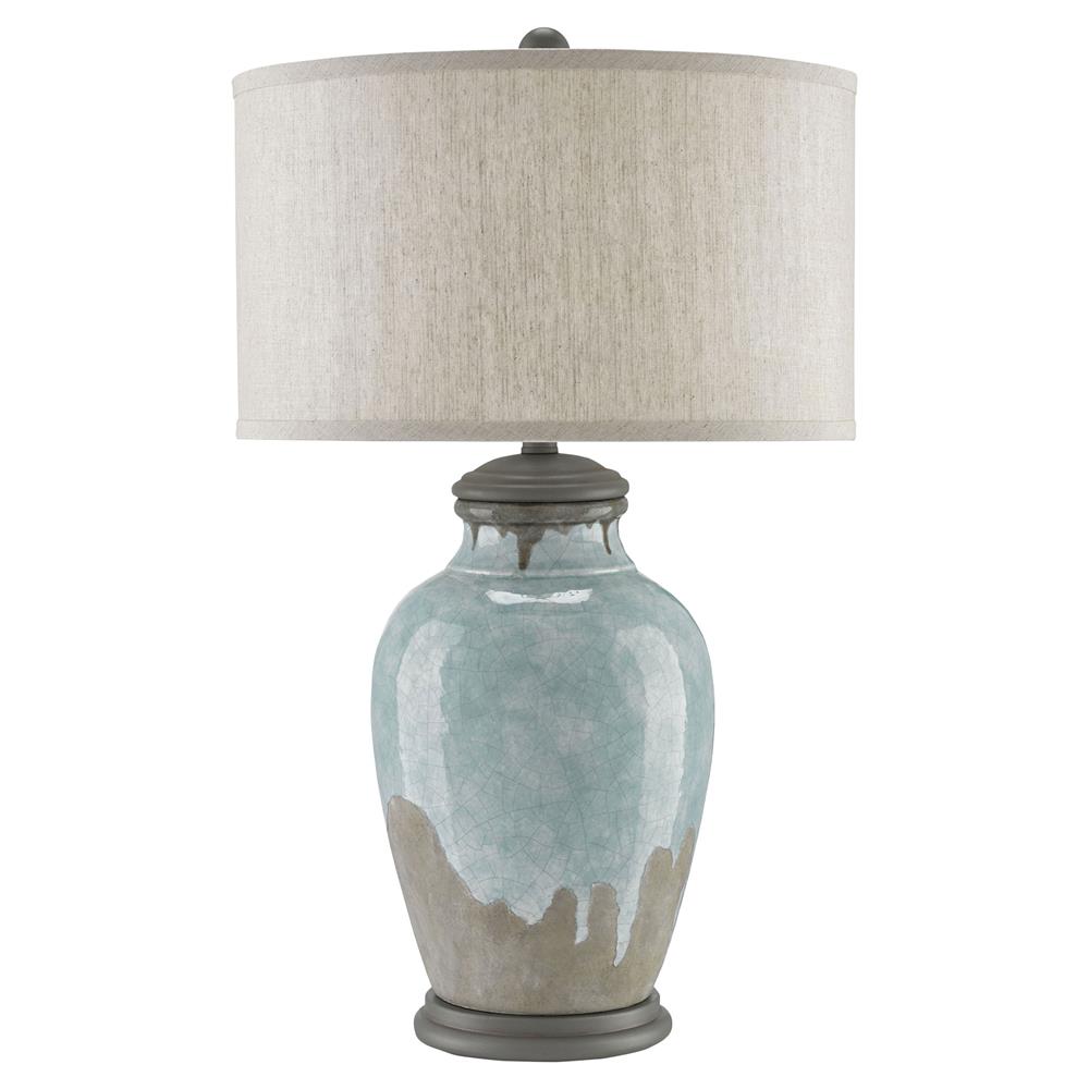 Avery Coastal Beach Blue Drip Grey Terracotta Table Lamp Tall (28