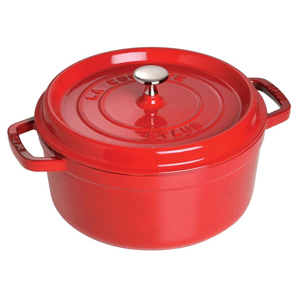 Staub Cherry Red 2.75 Quart Cast Iron Round Cocotte Pot|