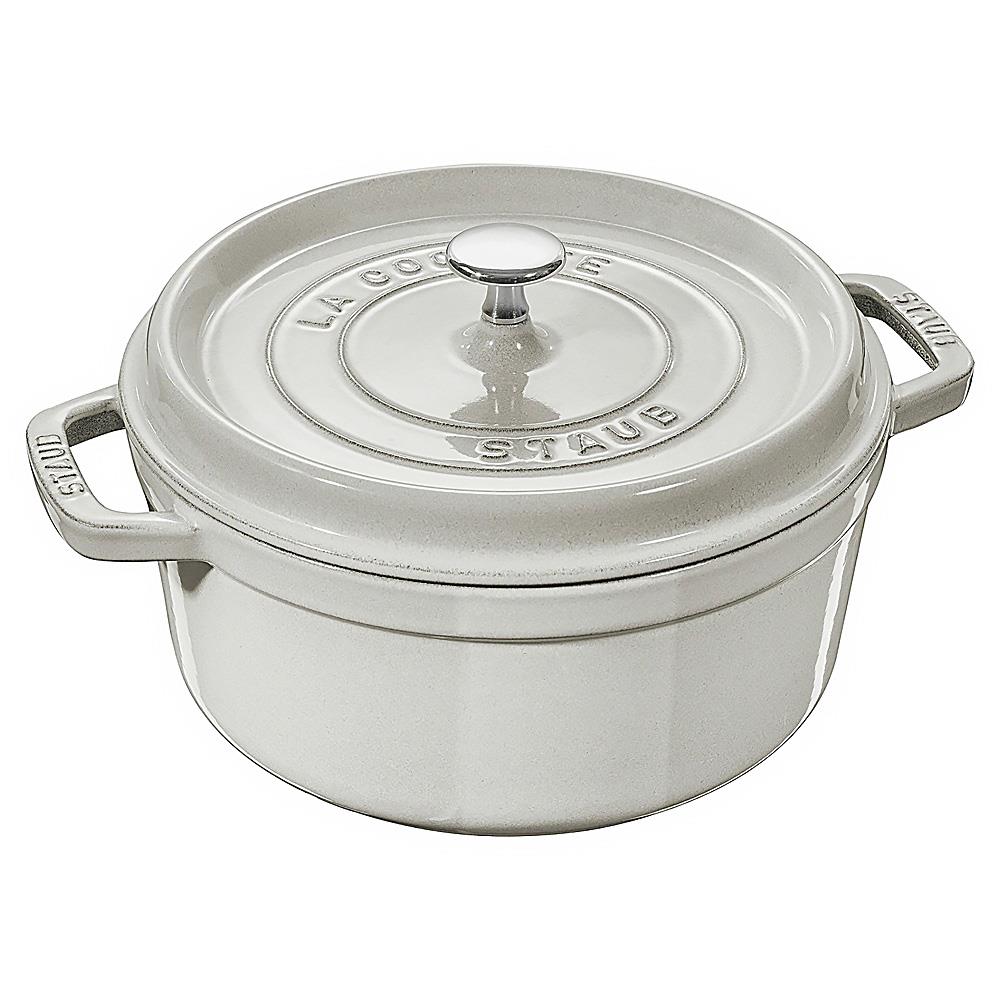 Staub White Truffle 2.75 Quart Cast Iron Round Cocotte Pot|