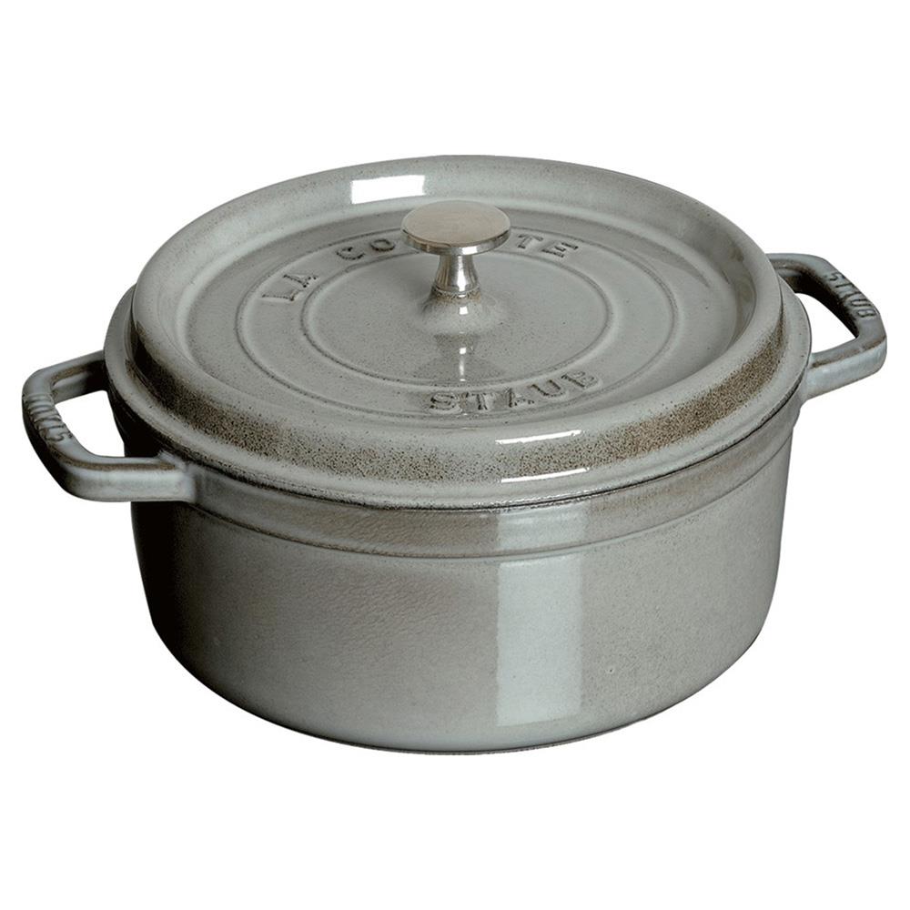 STAUB 牛型 鍋 グレー 　レア商品　フランス製 ストウブ 鋳物ホーロー鍋 ピコ・ココット 24 cm, ラウンド