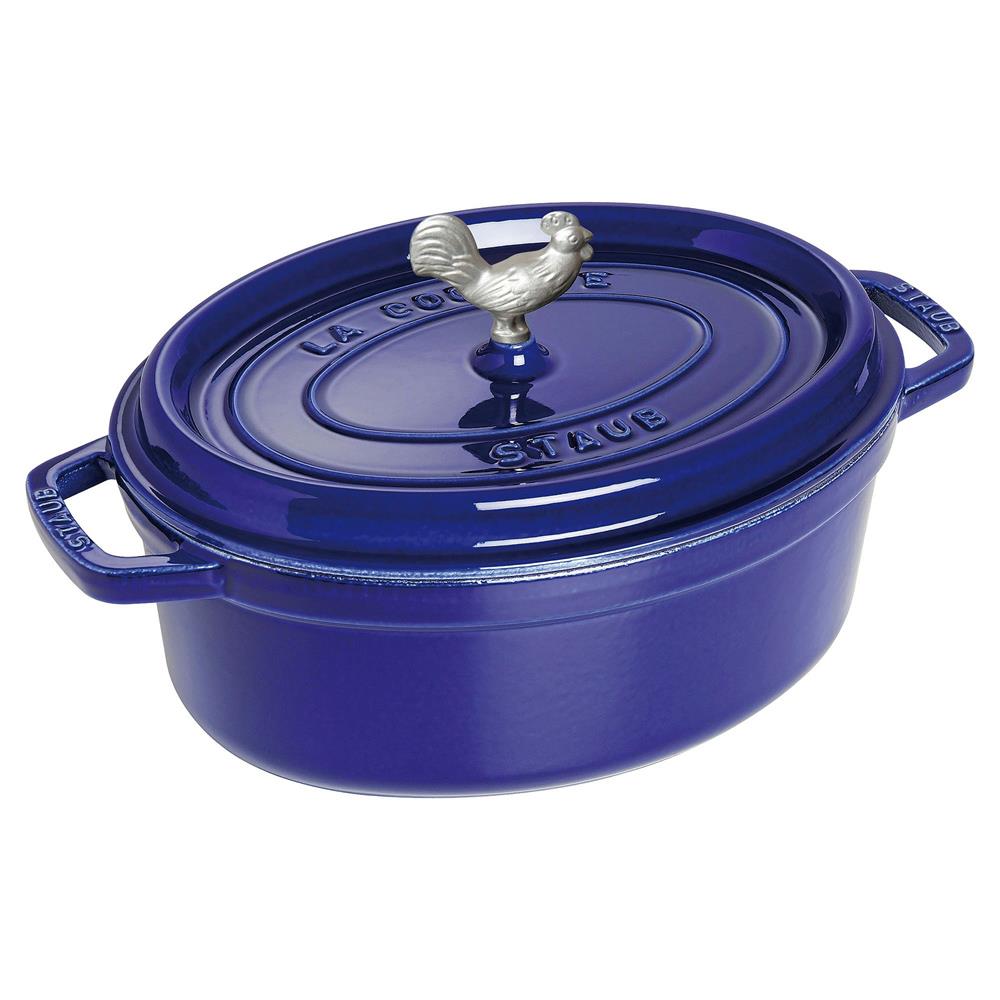 Staub Dark Blue 5.8 Quart Cast Iron Oval Cocotte Pot|