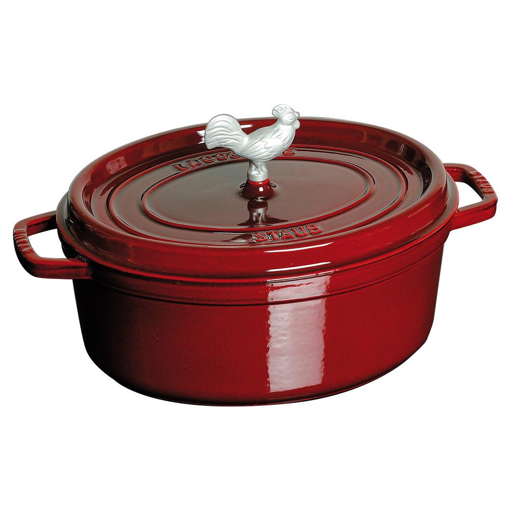 Staub Grenadine Red 5.8 Quart Cast Iron Oval Cocotte Pot|