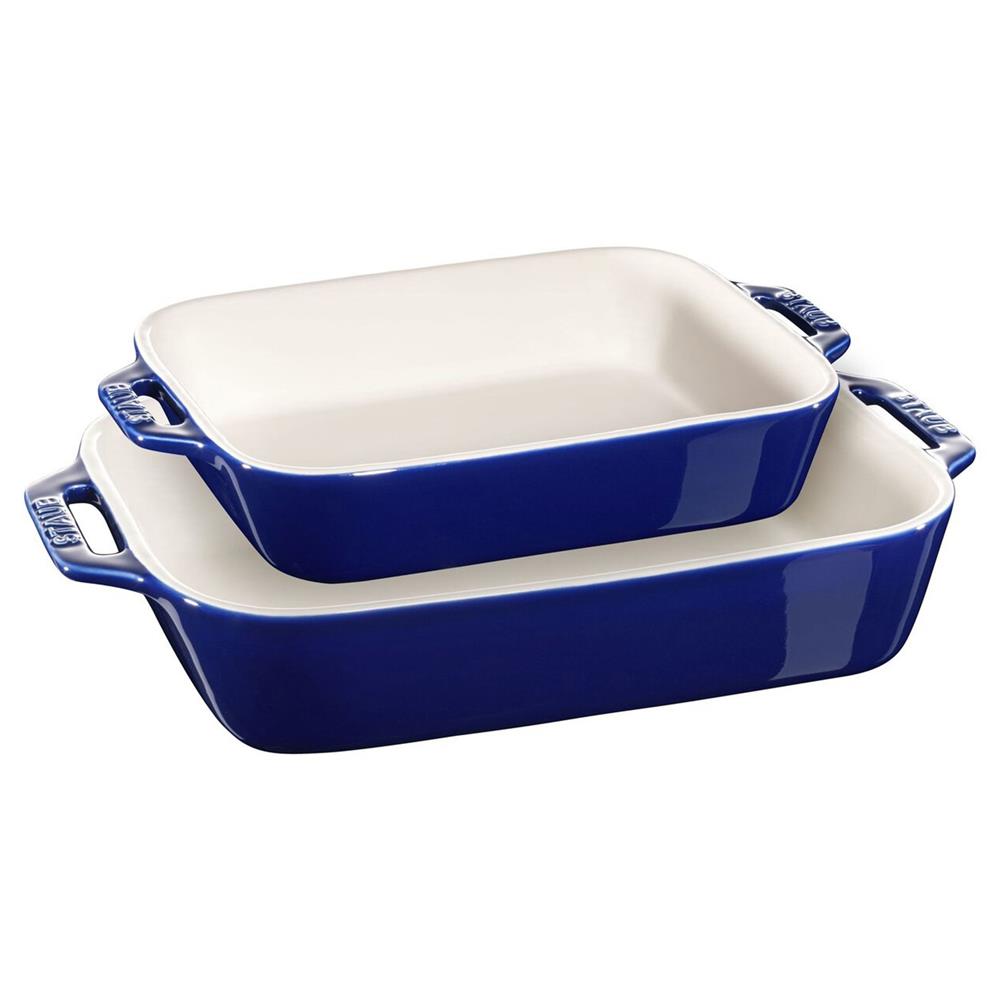 Staub Dark Blue Ceramic Rectangular 2 Piece Bakeware Set|