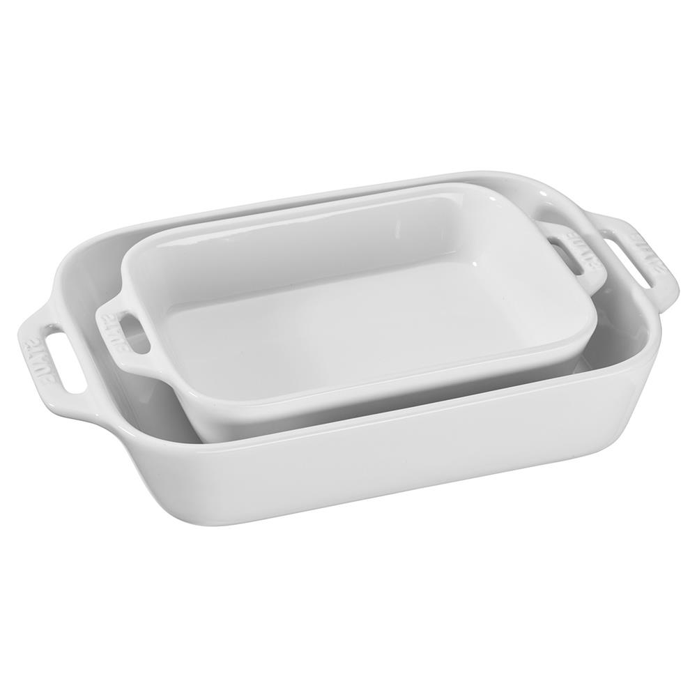 Staub White Ceramic Rectangular 2 Piece Bakeware Set|