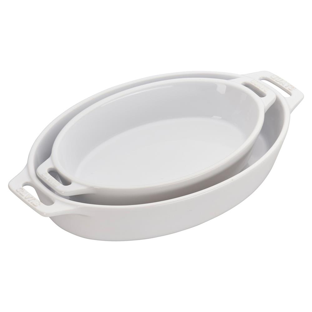 Staub White Ceramic Oval 2 Piece Bakeware Set|