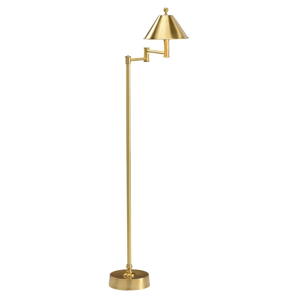 Whittaker Industrial Loft Gold Metal Adjustable Swing Arm Floor Lamp|