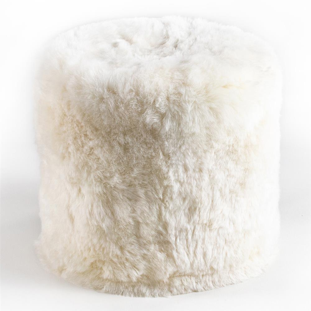 Brody Modern Classic White Short Wool Pouf|