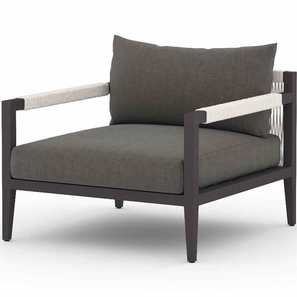 Cheryl Rustic Lodge Black Cushion Aluminum Frame Outdoor Arm Lounge Chair|