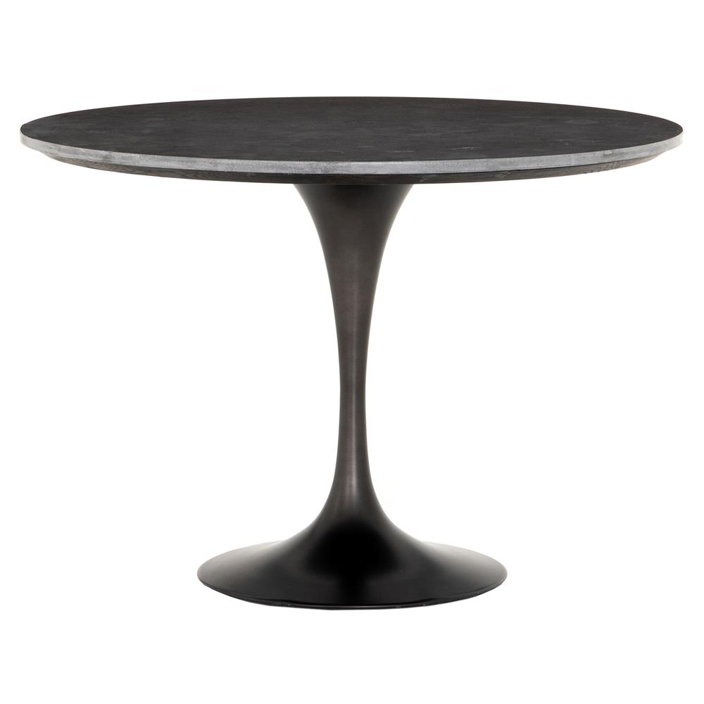 Perry Modern Classic Black Bluestone Top Iron Round Dining Table - 42"W|
