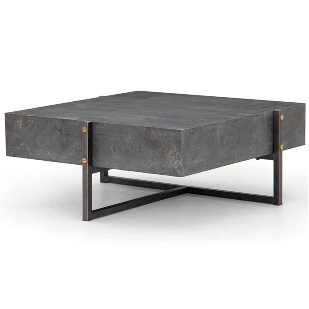 Weston Industrial Loft Black Bluestone Iron Square Coffee