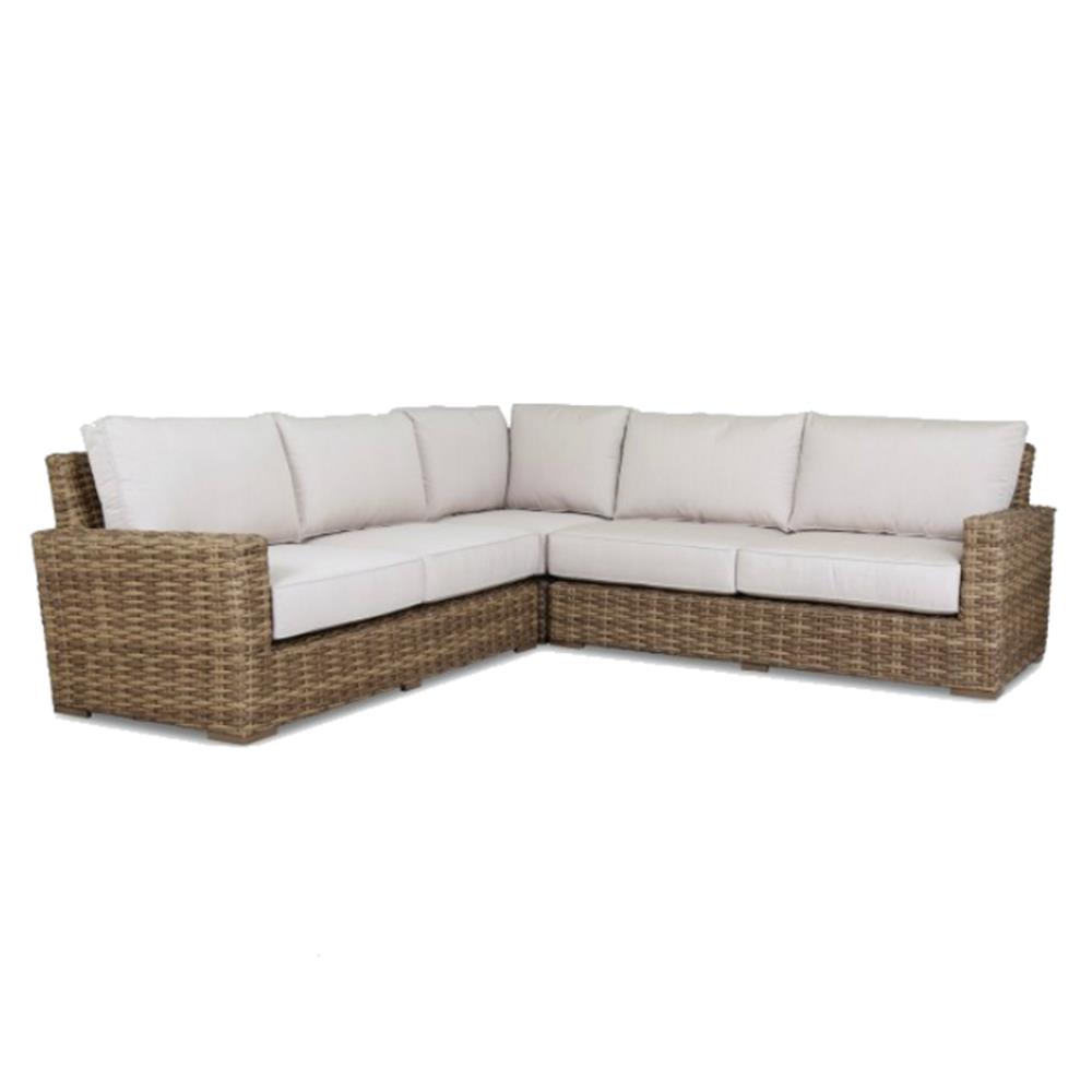 Aria Coastal Beige Cushion Brown Wicker 3 Piece Outdoor Sectional Sofa|