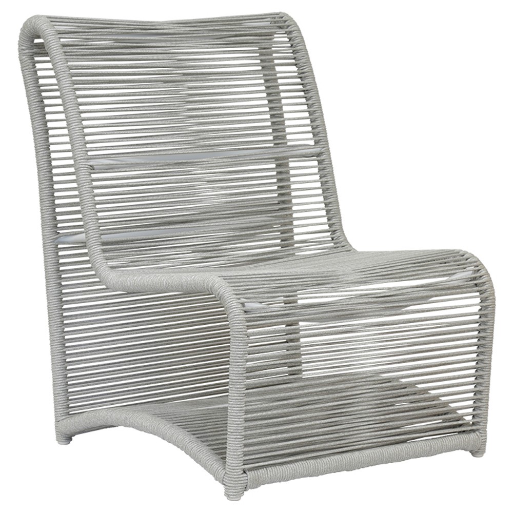 Mateo Coastal Grey Cushion Rope Outdoor Armless Club Chair|