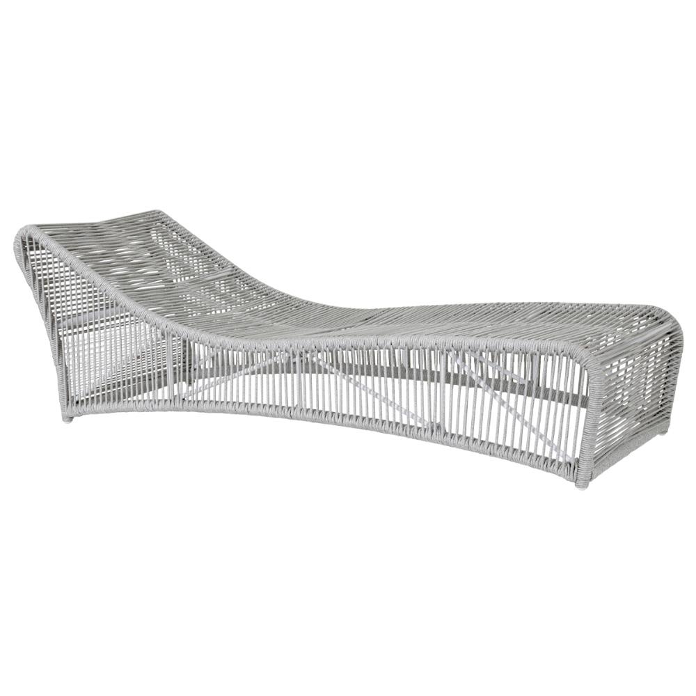 Mateo Coastal Grey Rope Outdoor Chaise Lounge|