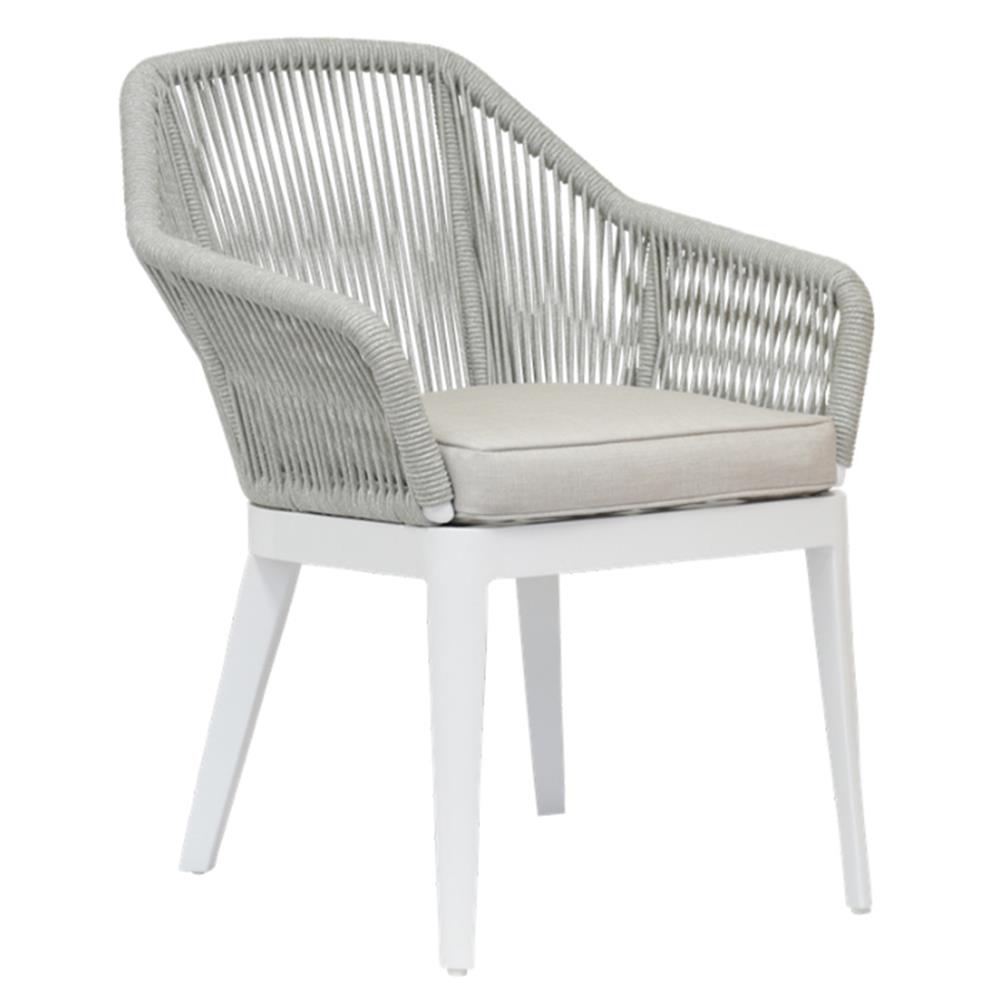 Mateo Coastal Grey Cushion Rope Outdoor Dining Arm Chair|