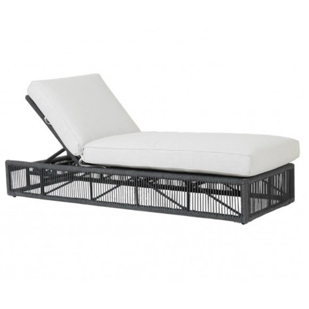 Levi Coastal Grey Cushion Black Rope Outdoor Adjustable Chaise Lounge|