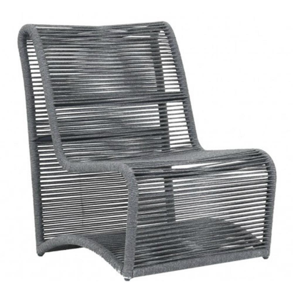 Levi Coastal Black Woven Rope Outdoor Armless Club Chair|