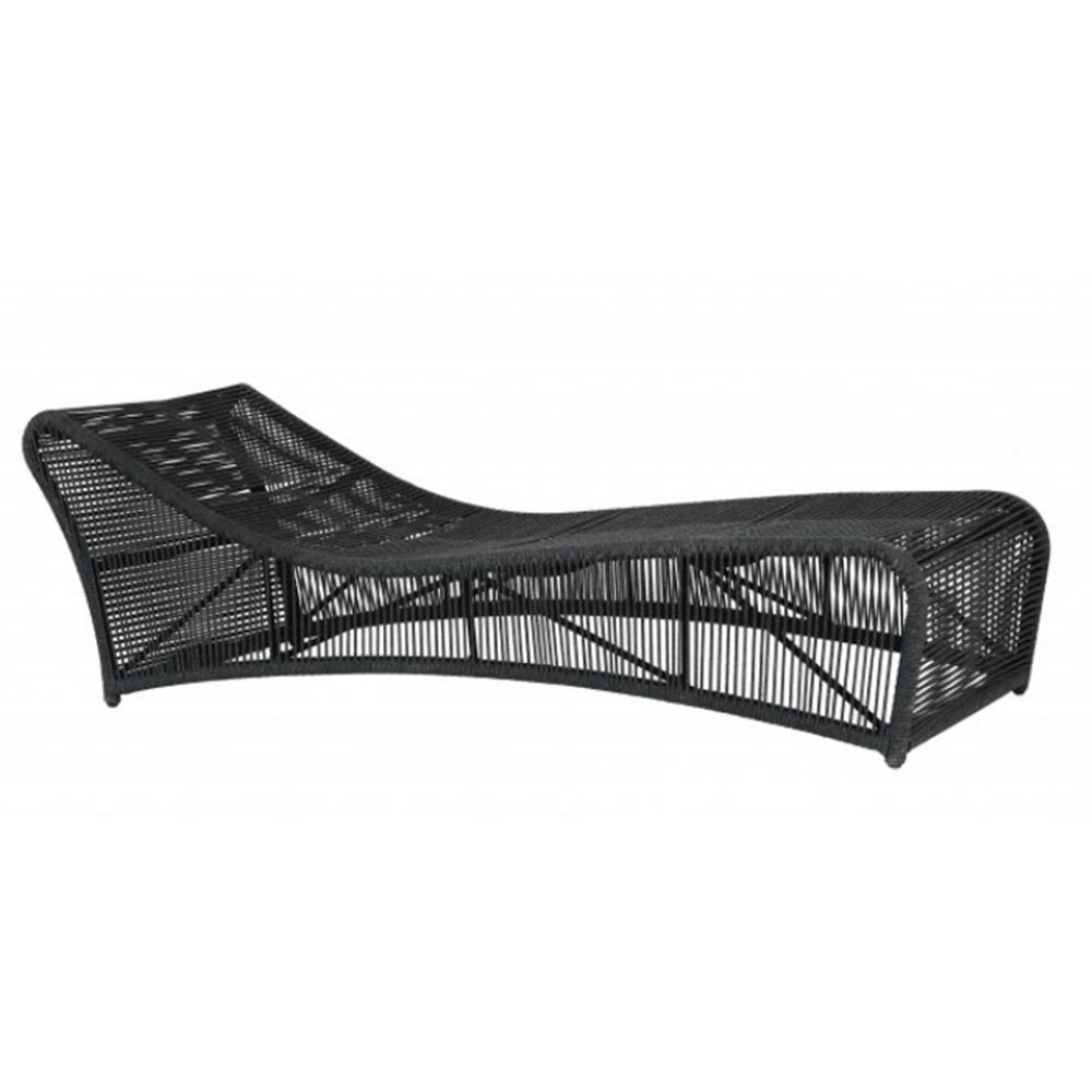 Levi Coastal Black Woven Rope Outdoor Chaise Lounge|