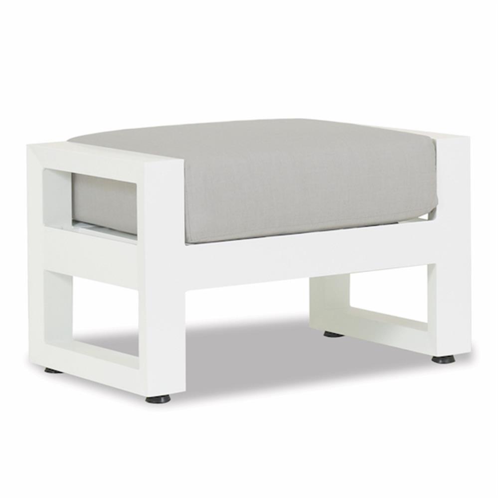 Roman Modern Grey Cushion White Aluminum Outdoor Ottoman|