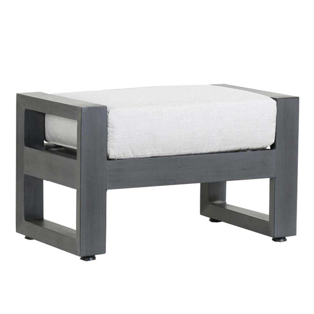 Finn Modern Grey Cushion Aluminum Outdoor Ottoman|