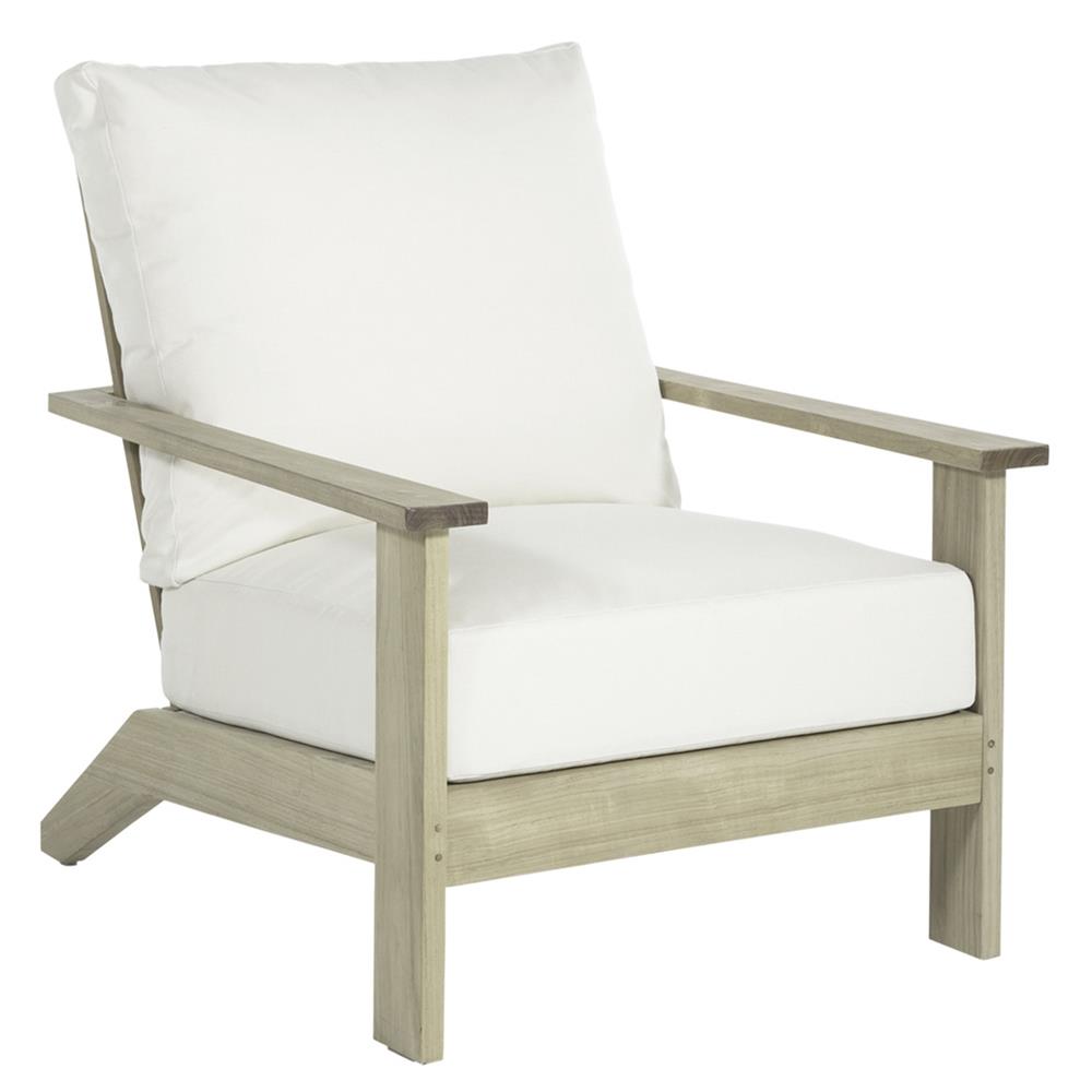 Ashland Modern White Cushion Oyster Grey Teak Outdoor Lounge Chair|
