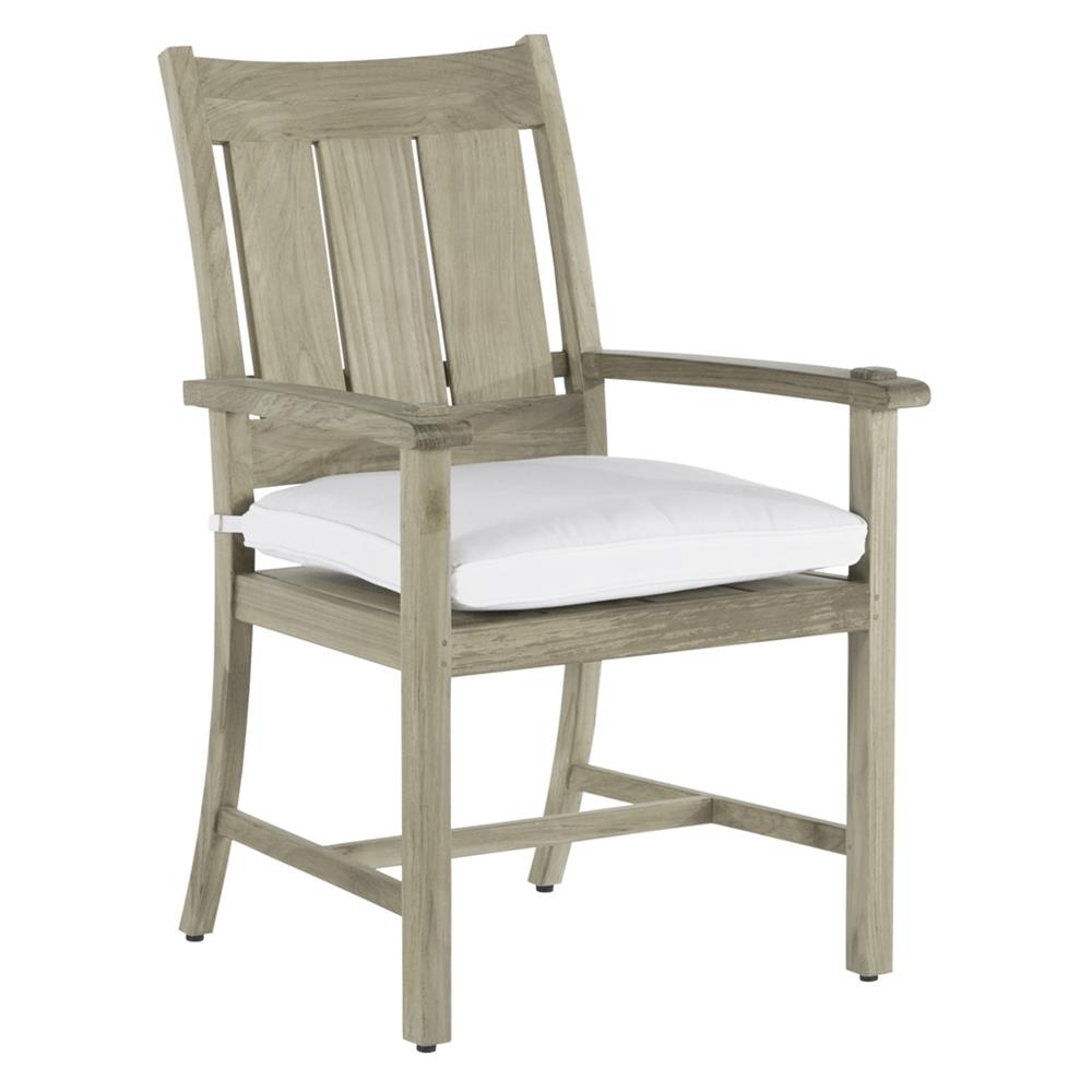 Croquet Coastal Oyster Grey Teak Cushion Outdoor Dining Arm Chair|