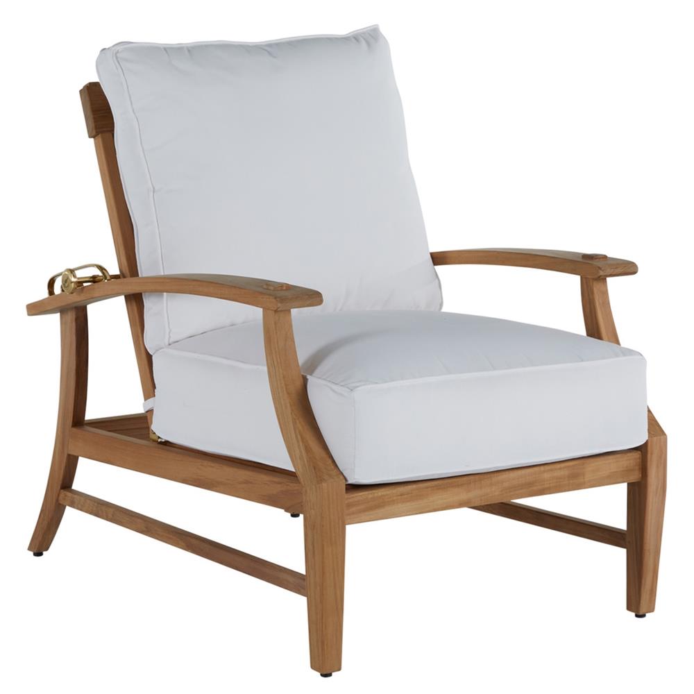 Croquet Coastal Natural Teak White Cushion Outdoor Recliner Chair|
