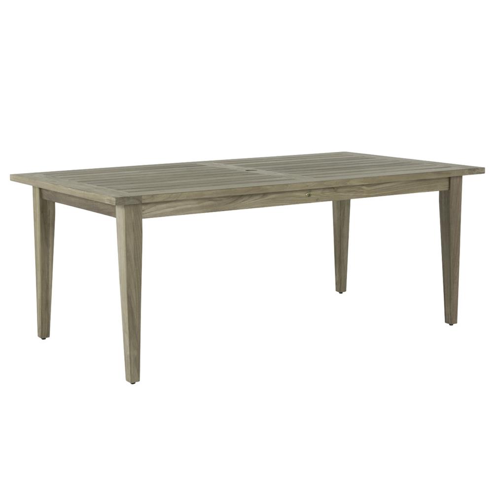 Croquet Coastal Oyster Grey Teak Outdoor Dining Table - 77.13"W|