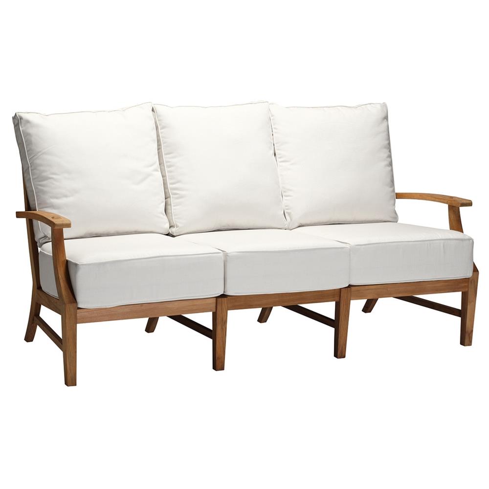 Croquet Coastal Natural Teak White Cushion Outdoor Sofa - 75.75"W|