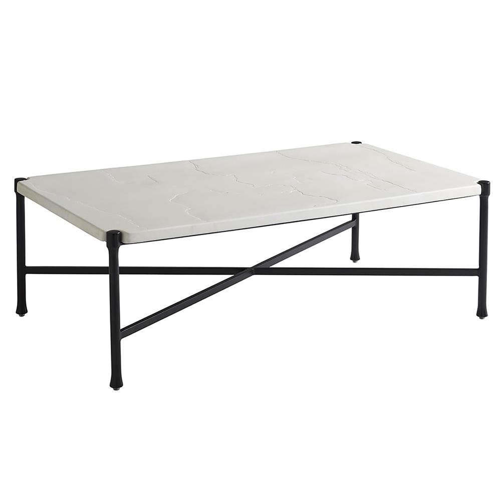 Pavlova French Ivory Stone Top Metal Outdoor Coffee Table|