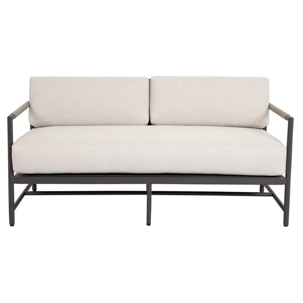 Aurora Mid Century Ash Cushion Graphite Aluminum Outdoor Loveseat|