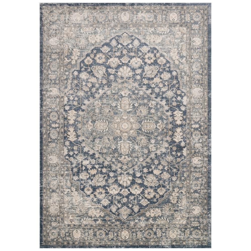 Teagan Global Bazaar Blue Grey Floral Patterned Rug - 3'4"x5'7"|