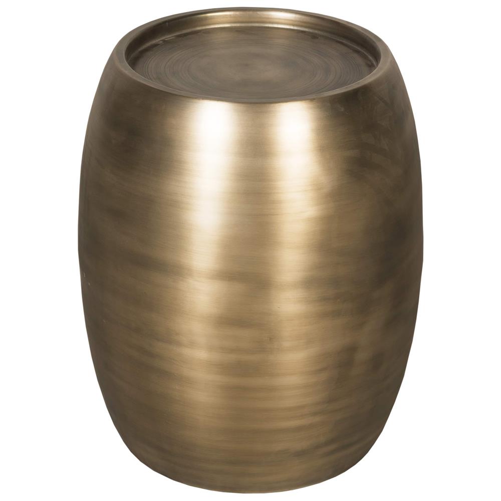 Zelda Industrial Loft Antique Brass Mild Steel Barrel Side Table|