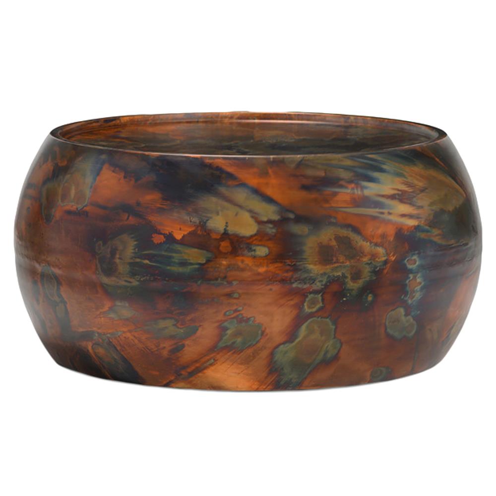 Zelda Industrial Loft Dark Antique Brass Steel Round Round Coffee Table|