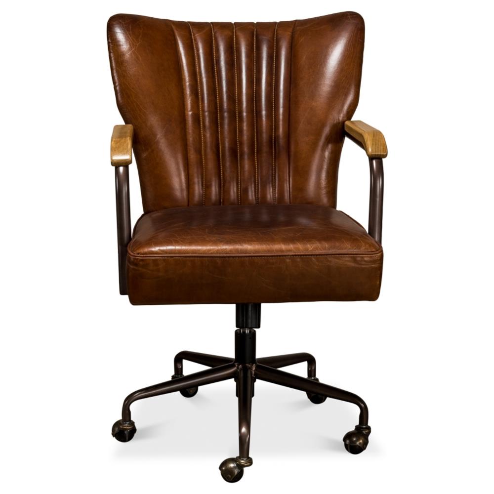 Parker Vintage Cigar Leather Swivel Office Chair, image size:1000x1000