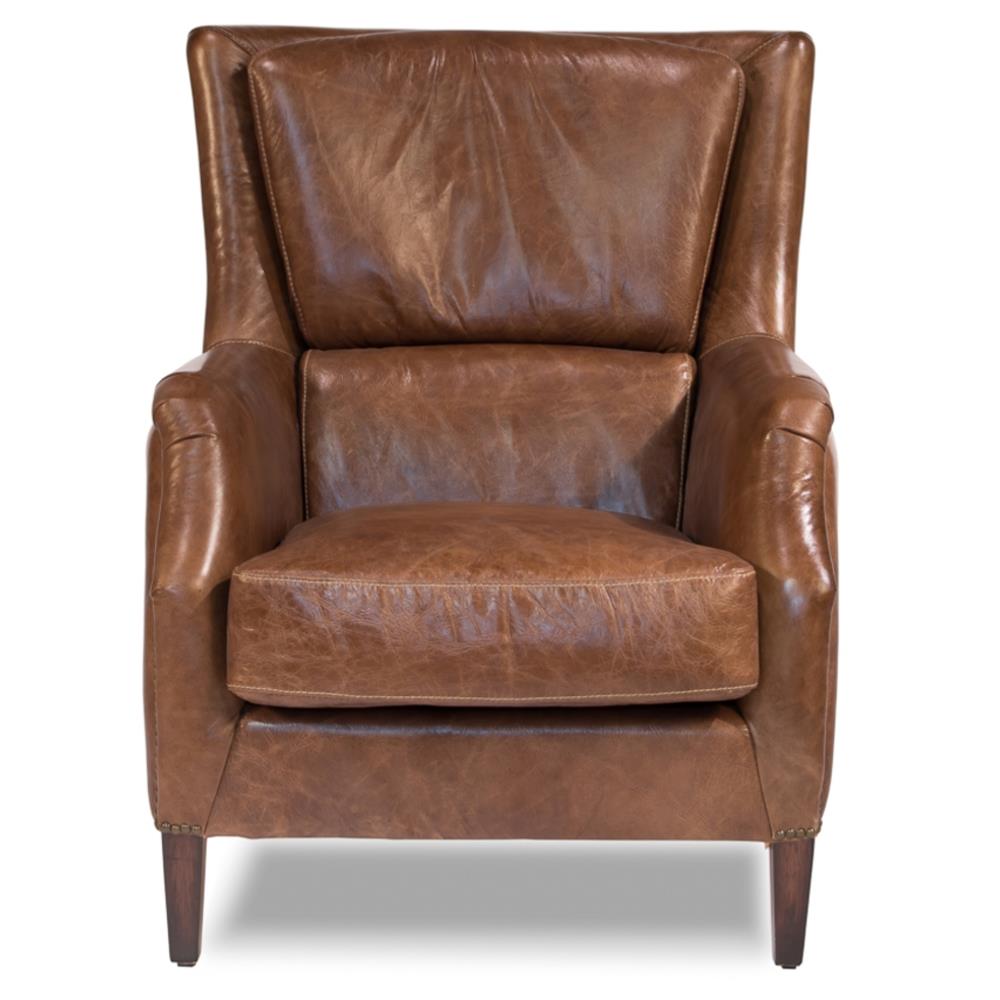 Janet Rustic Lodge Brown Leather Nailhead Trim Arm Chair|